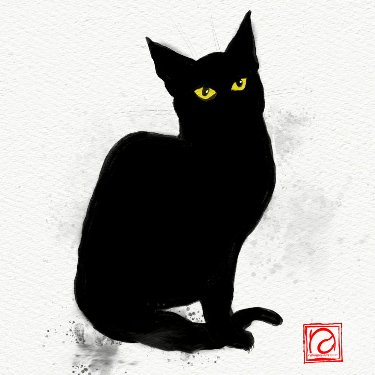 Sumi-e Cat Painting