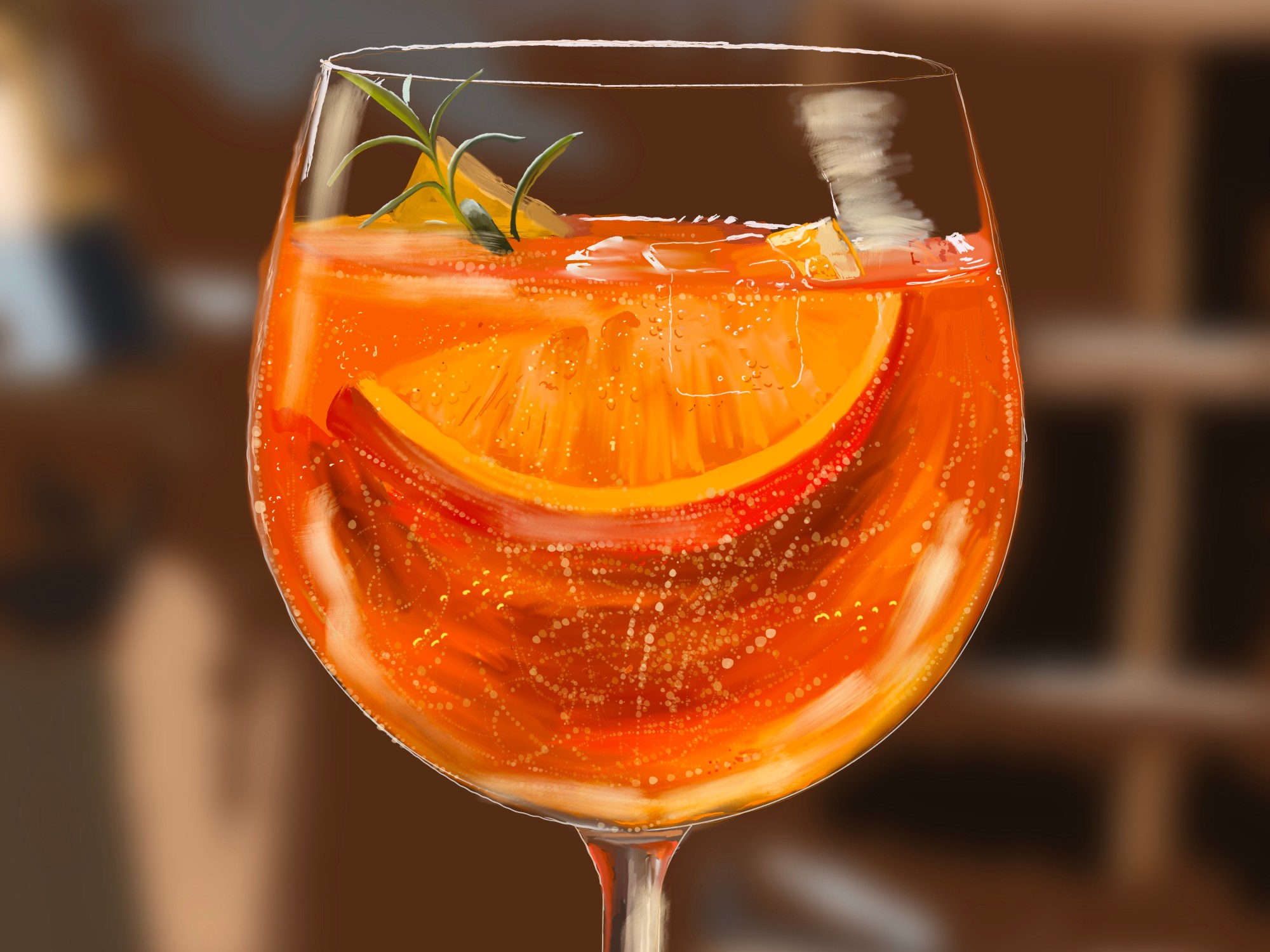 Painting of a glass of Aperol Spritz